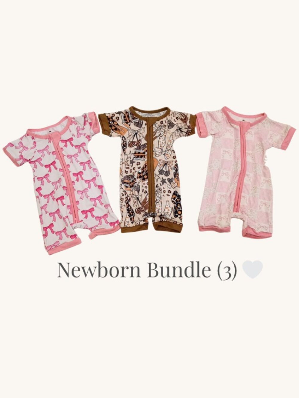 Newborn Bamboo Short Zippy Bundle (3) | Boutique Baby Pajamas | Soft & Stretchy